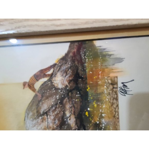 Signed Watercolor Framed Fishing Scene - Picture 3 of 12